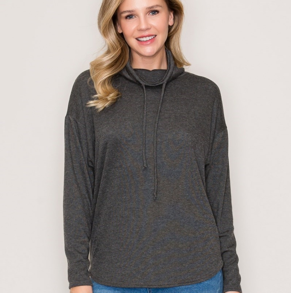 Cozy Gray Cowl Neck Sweater